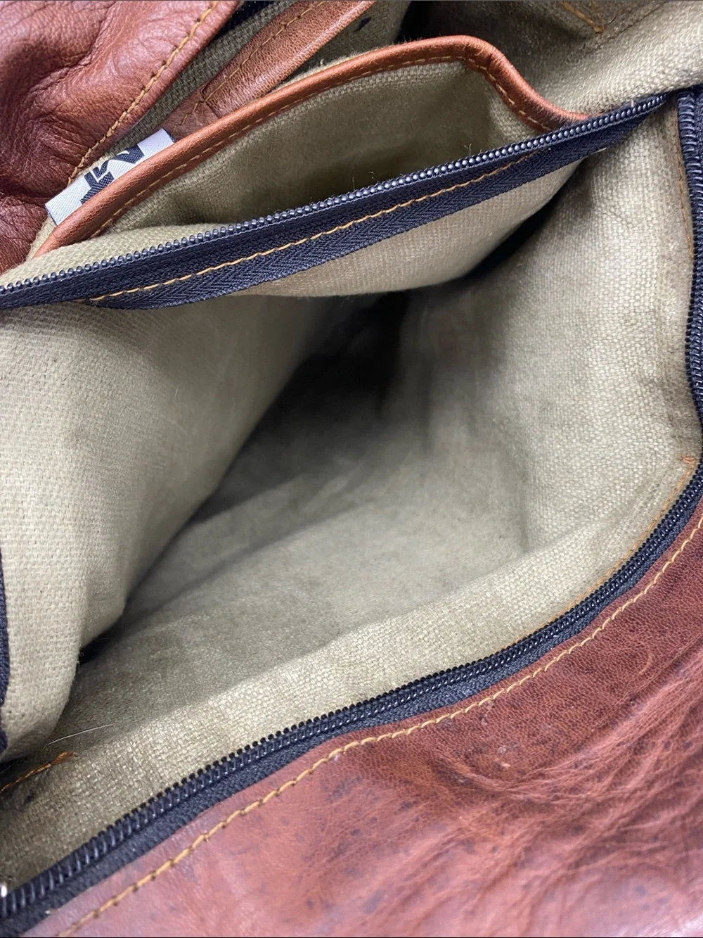 MaheTri Historic Brown Leather Backpack Messenger Bag